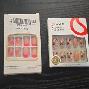 New 2 boxes of press on nails floral print and solids